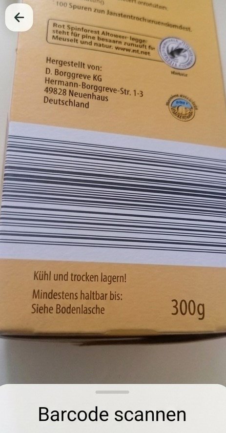 Barcode-Scan eines Produkts in der Recivita App