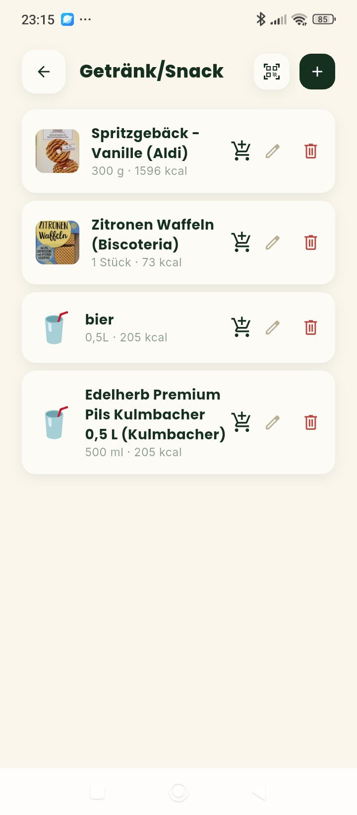 Getränke- und Snack-Bibliothek der Recivita App