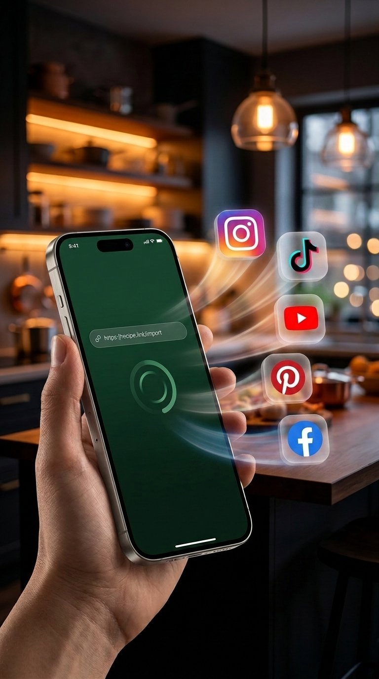Handy importiert Rezepte aus Instagram, TikTok, YouTube, Pinterest und Facebook