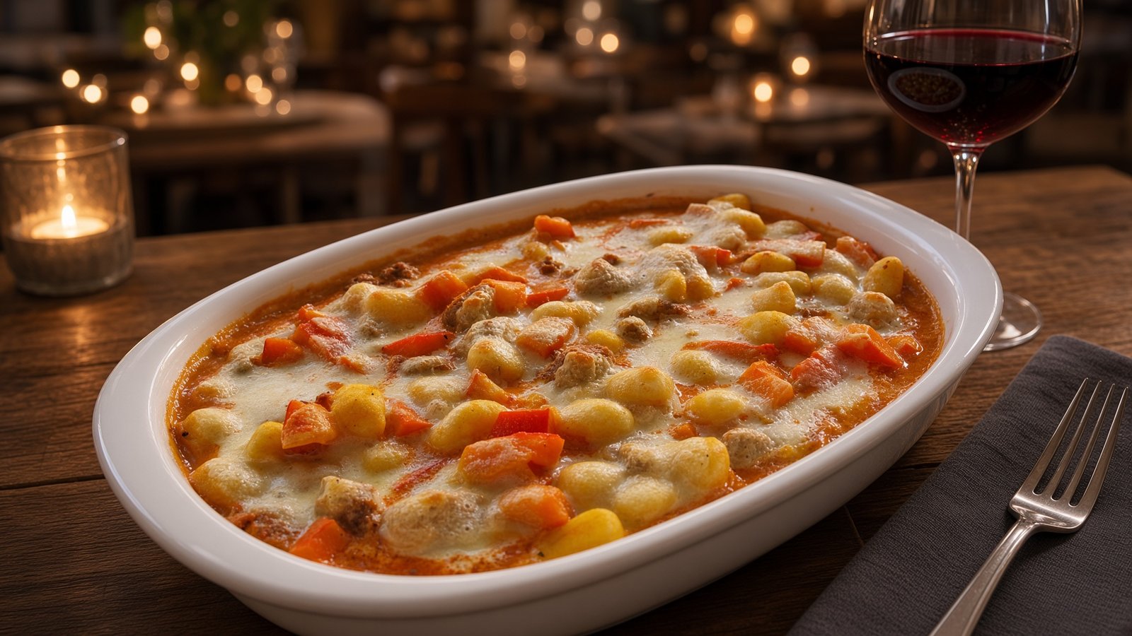 Saftiger Kürbis-Gnocchi-Auflauf mit Hackfleisch und Mozzarella